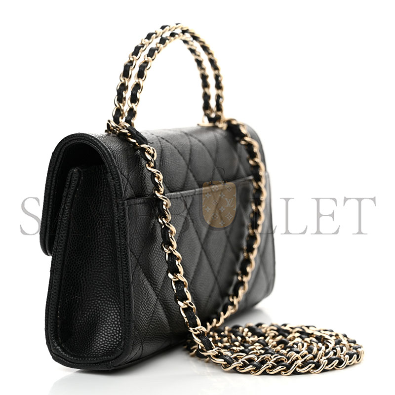 Ch*el caviar quilted chain top handle with chain black (18*10*4cm)