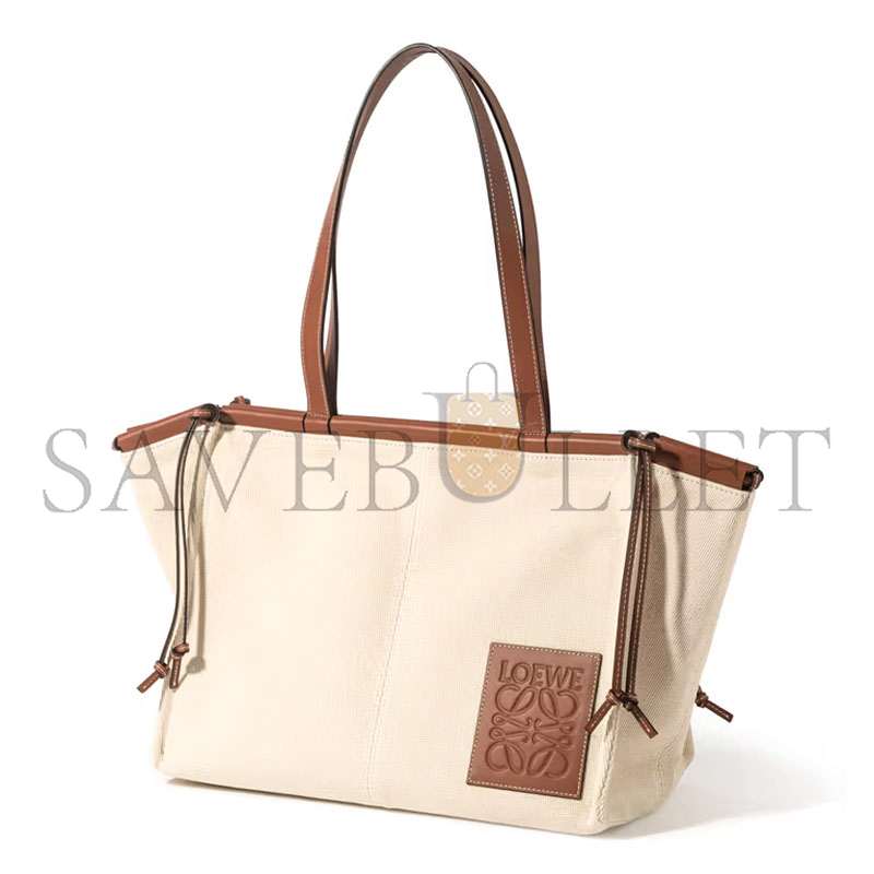 L0ew* cushion tote bag in canvas calfskin 061920 (35*27*19cm)