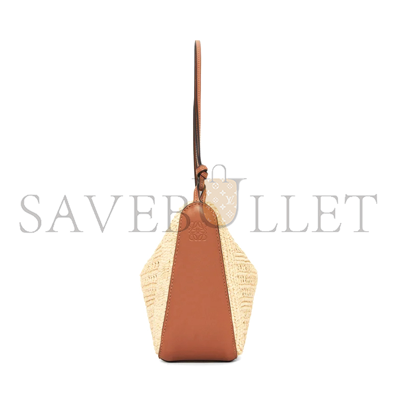L0ew* mini hammock hobo in raffia and calfskin a538g13x09-658 (28*17*9.5cm)
