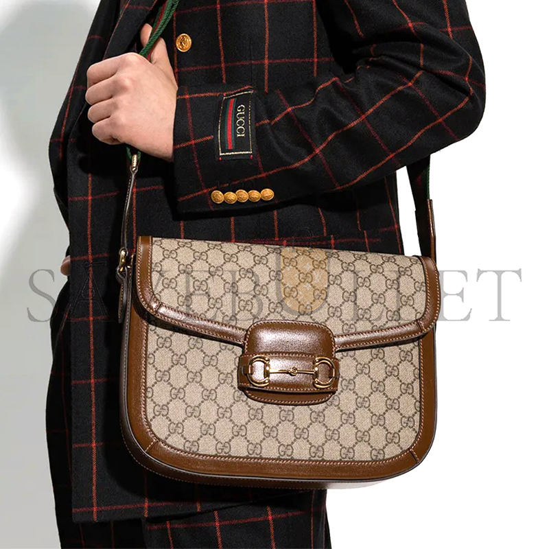 G*u*i horsebit 1955 canvas with leather shoulder bag 700457 (30*21*7.5cm)
