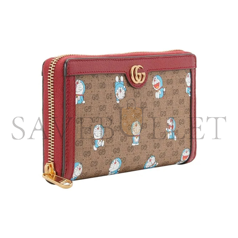 Gvc*1 doraemon collaboration canvas with leather long zip closure wallet ‎647787 (19*10.5*2cm)