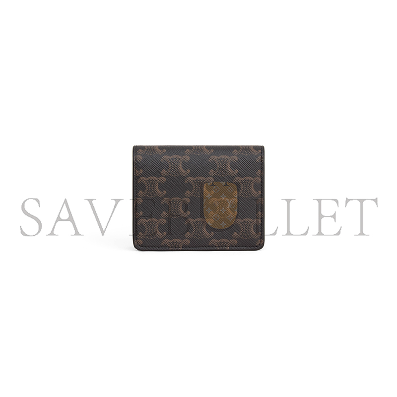Ce1i*e business card holder triomphe in triomphe canvas and lambskin 10n062db7.04lu (10.5*8.5*3cm)