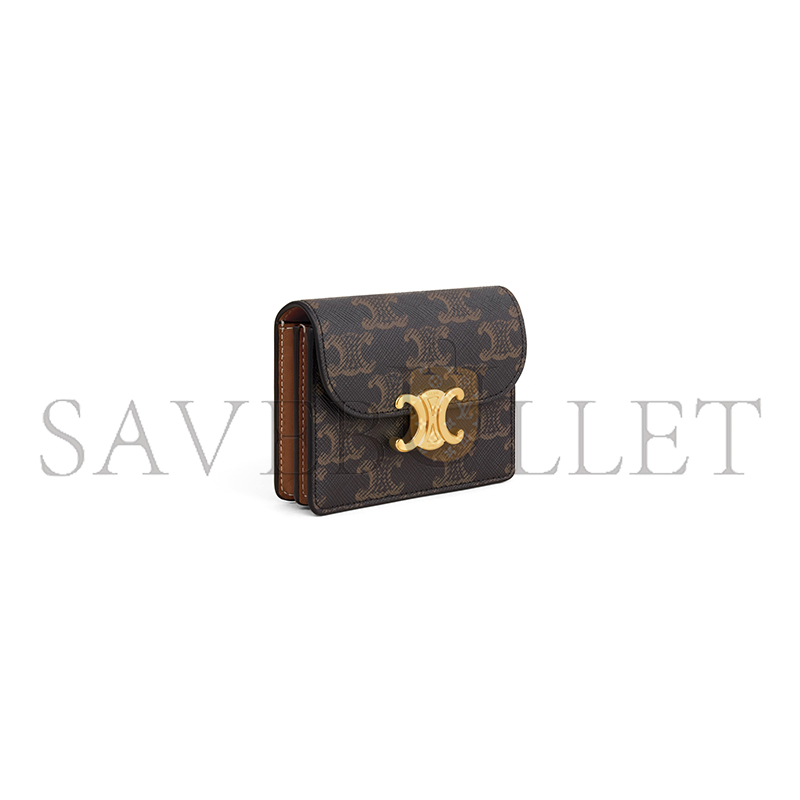 Ce1i*e business card holder triomphe in triomphe canvas and lambskin 10n062db7.04lu (10.5*8.5*3cm)