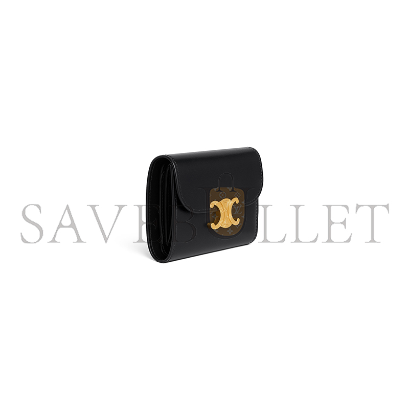 Ce1i*e small flap wallet triomphe in shiny calfskin 10d783dpv.38no (10.5*8.5*4cm)