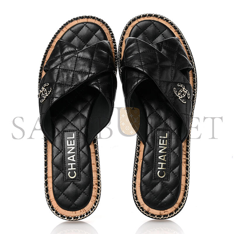 Ch**el lambskin quilted chain cc sandals g45669