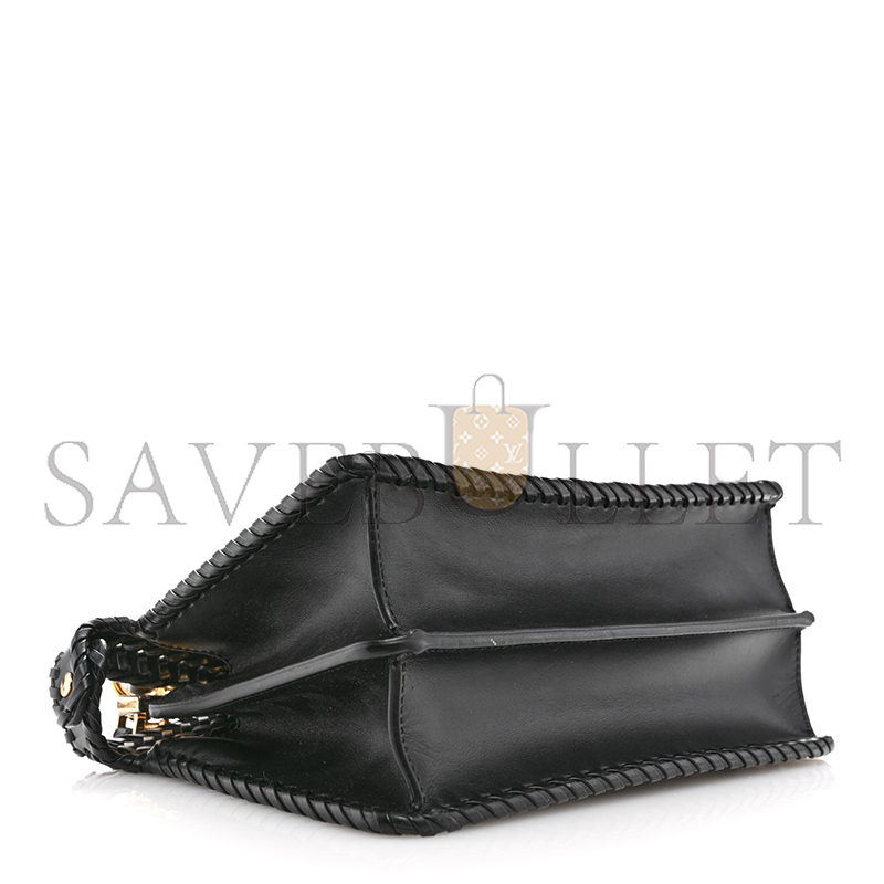 F**di peekaboo iseeu small black interlace leather bag 8bn327aydje1tvp (27*21*11cm)