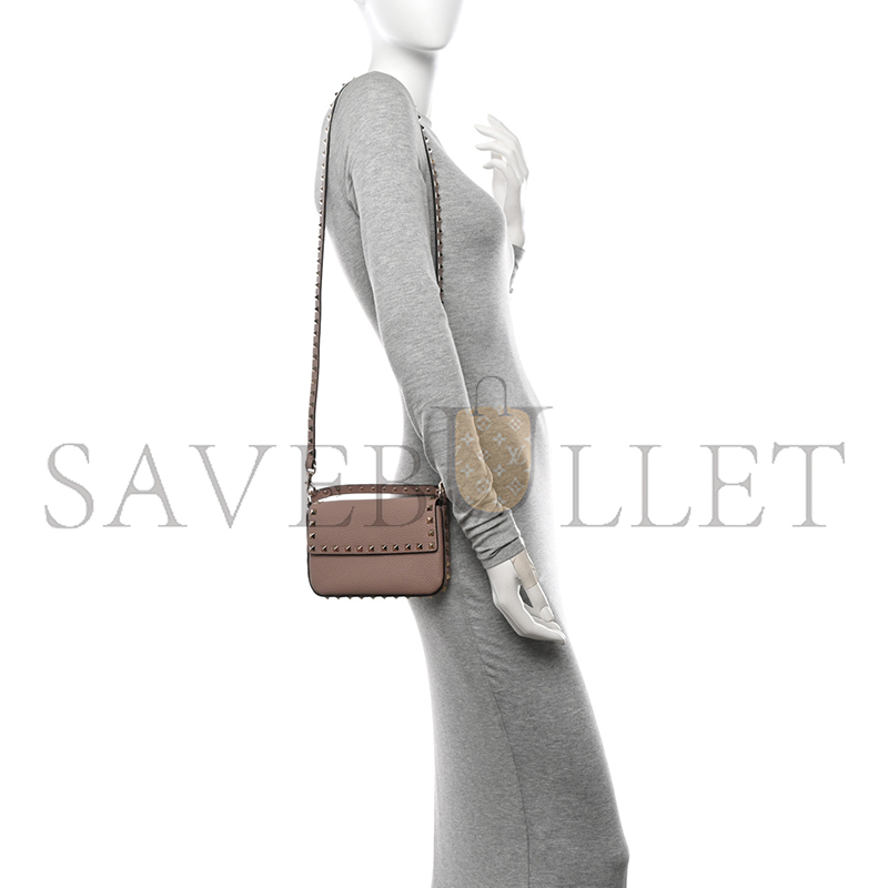 Va1e*ntin0 grainy calfskin rockstud crossbody pouch poudre 1w0p0w08vsh-uwt (19*12*3cm)