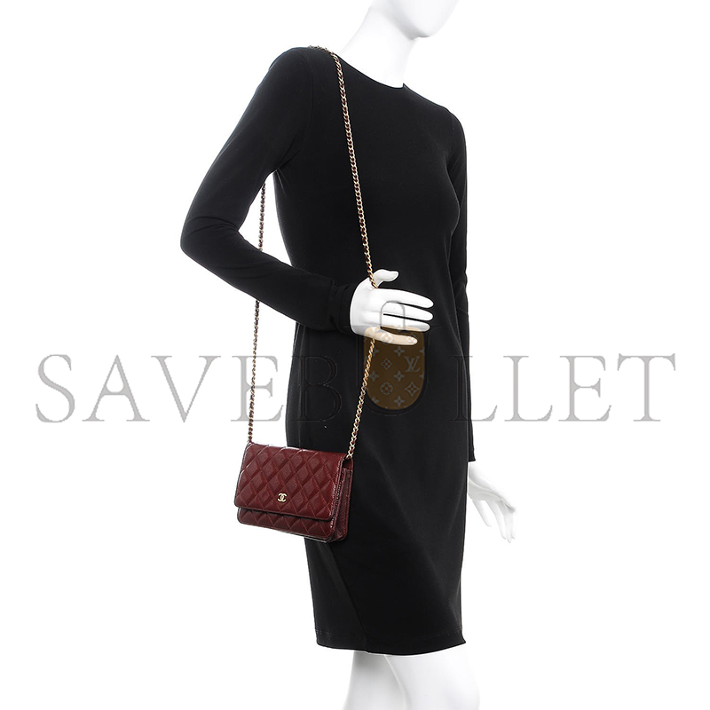 Ch*el classic wallet on chain grained shiny calfskin ap4241 (19.5*12*4cm)