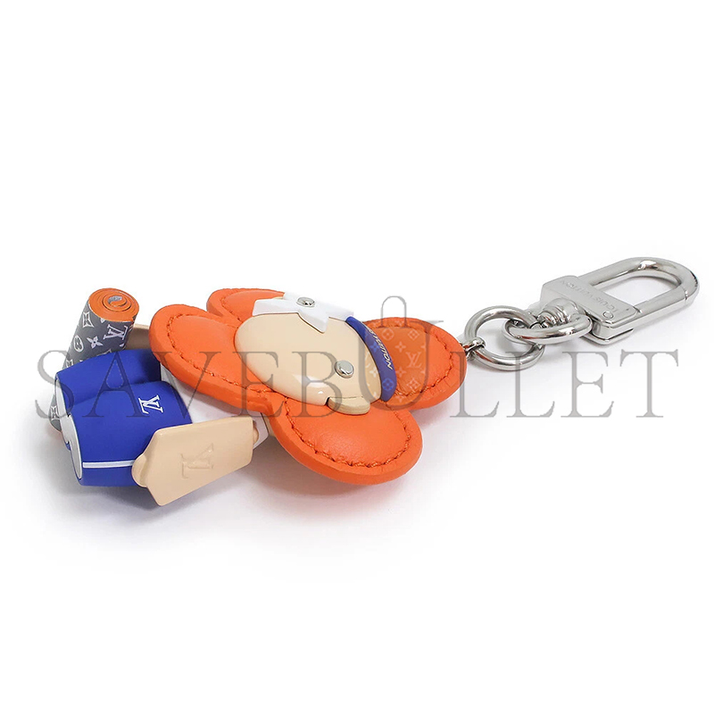 l0*is v*t0n bag charm u1u1enne gym key holder calfskin, orange & blue m01198