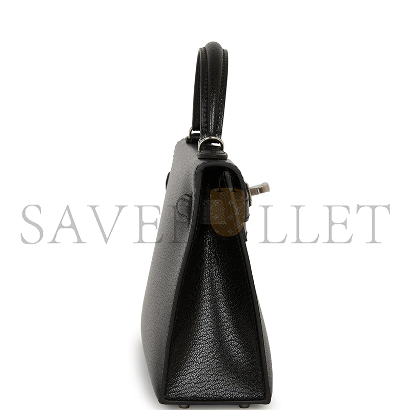 H**mes MASTER KELLY SELLIER 20 BLACK CHEVRE CHAMKILA PALLADIUM HARDWARE 2963547 (20*11*6cm)