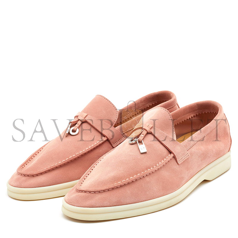 L0r0 P1ana pink suede summer charms walk slip on loafers fae5444303j