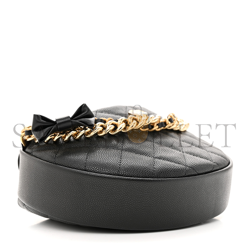 Ch**el master mini shiny caviar quilted bow pouch hobo black ap3943 (18*11*4cm)