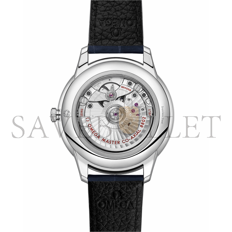 0me*ga de villeprestige41 mm, steel on leather strap 434.13.41.20.03.001