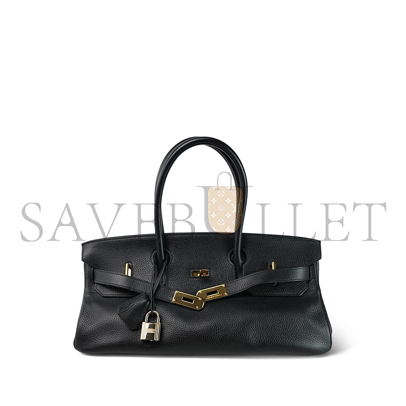 H**me5 master shoulder birkin 42 jpg noir clemence gold plated 436528 (42*20*18cm)