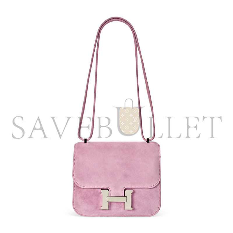 H**me5 a rose indienne veau doblis suede mini constance with palladium hardware 436576 (18*14.5*6cm)
