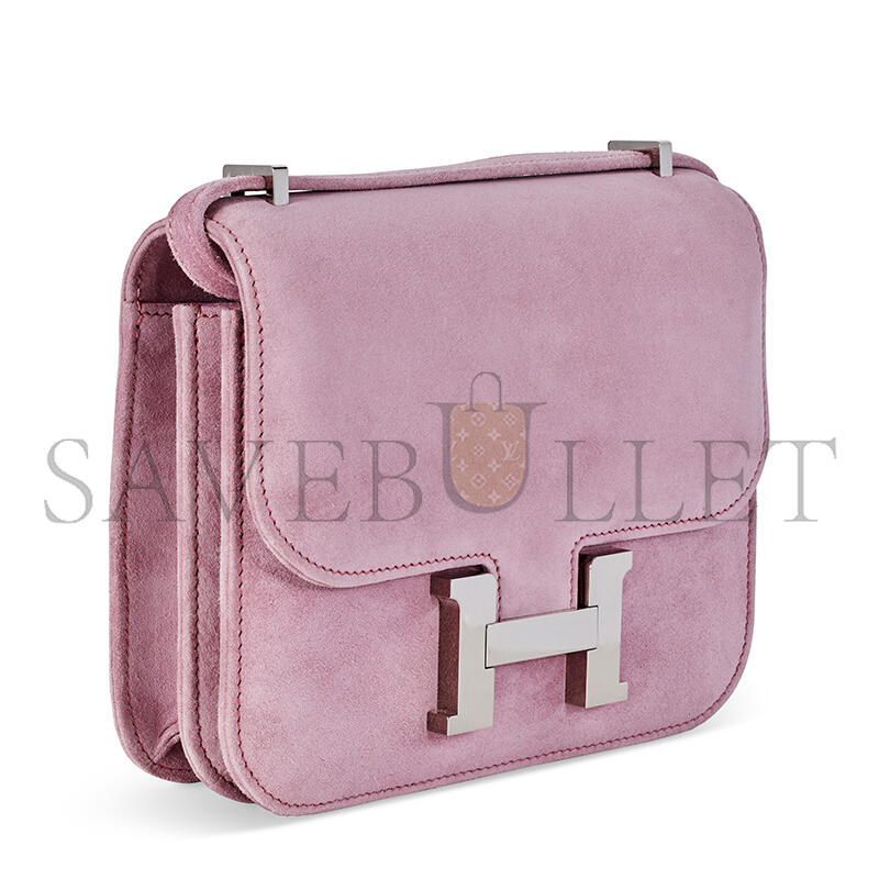 H**me5 a rose indienne veau doblis suede mini constance with palladium hardware 436576 (18*14.5*6cm)