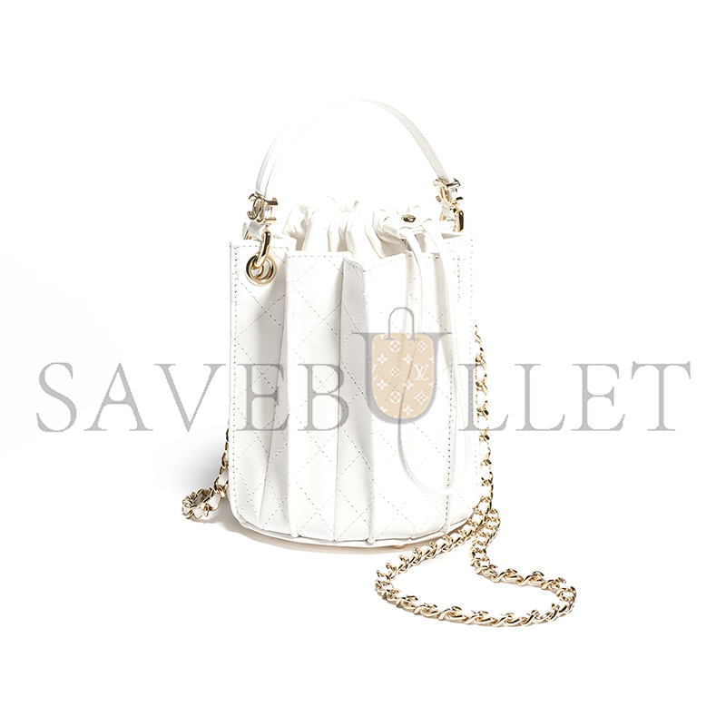 Ch**el mini bucket bag lambskin white as5486 (15.2*14*14cm)