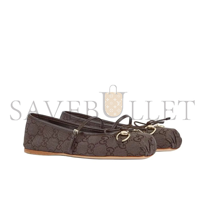 Gvc*1 horsebit canvas buckle square-toe flat shoes 814321