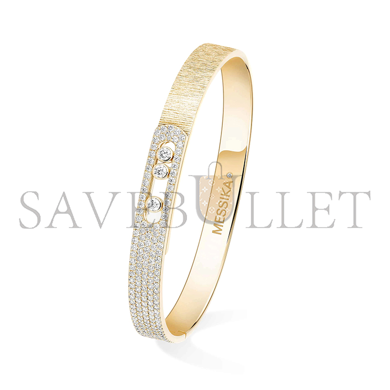 Mes1kaa move noa ciselÉ half pavÉ bangle yellow gold d1am0nd bracelet 14501-yg