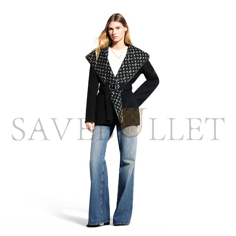 LOUIS VUITTON WRAP-STYLE BELTED SHORT COAT 1A99K9