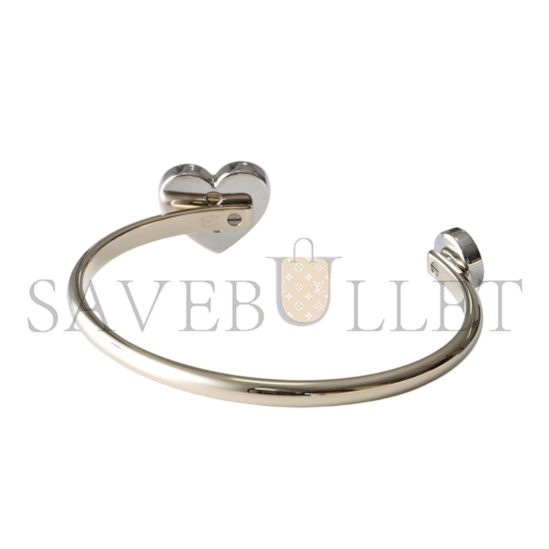 Ch**el heart cuff bracelet in gold and silver