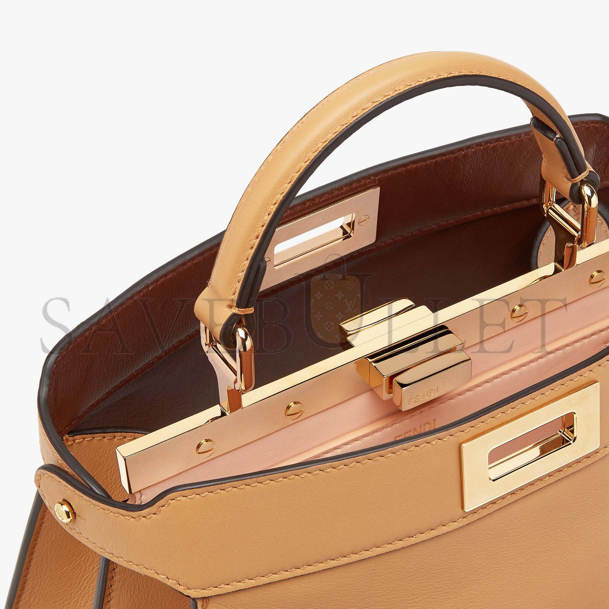 F**di peekaboo iseeu small - beige leather bag 8bn327afl0f1e8b (27*21*11cm)