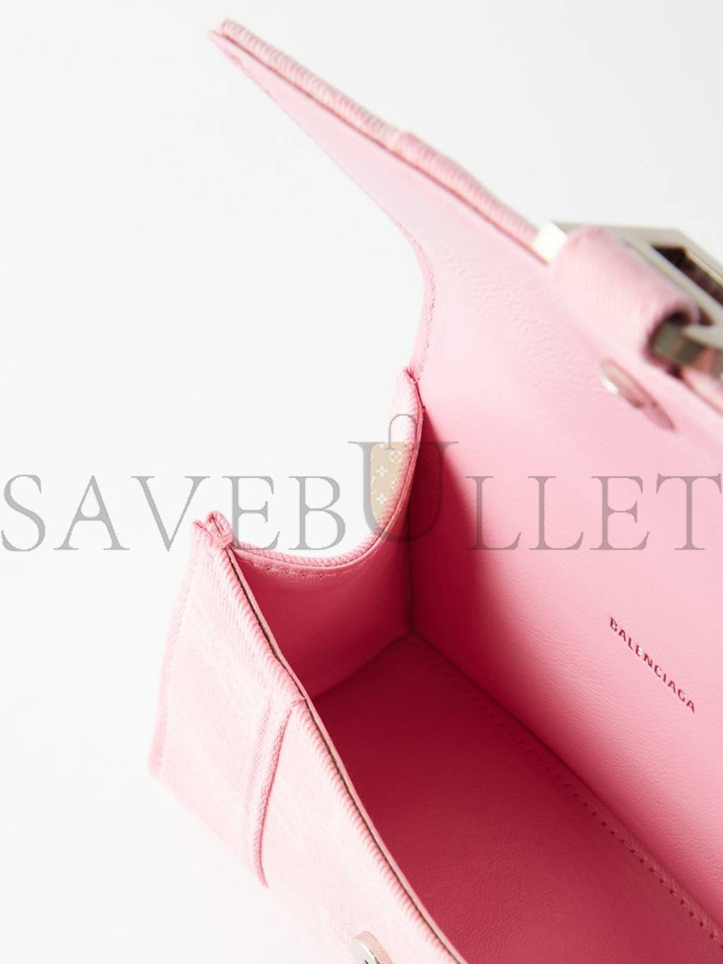 Ba*len*cia*ga pink hourglass xs logo-print denim cross-body bag matchesfashion us (19*12.1*8.1cm)