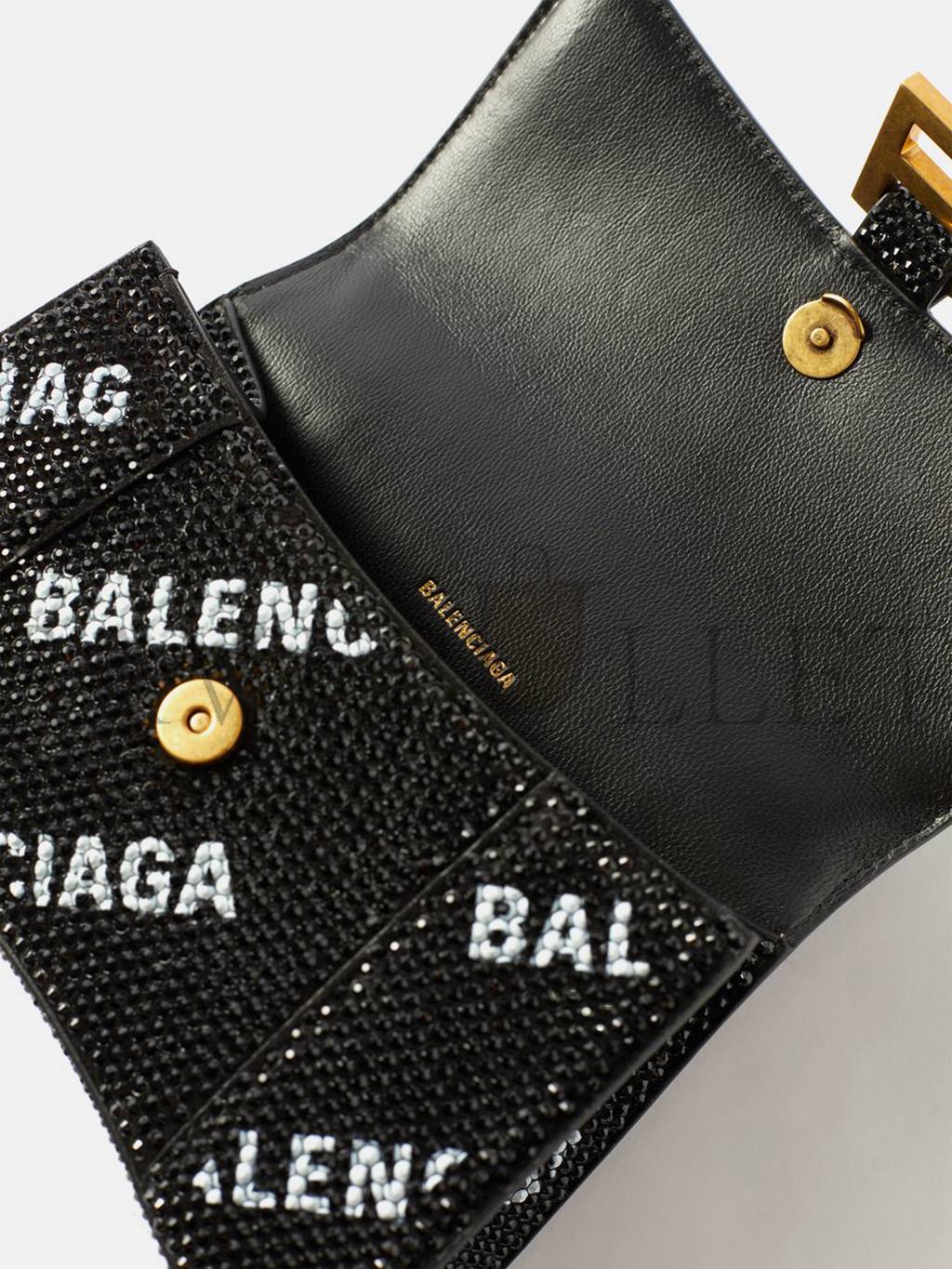Ba*len*cia*ga black hourglass xs crystal-embellished handbag matchesfashion us (19*12*6.6cm)