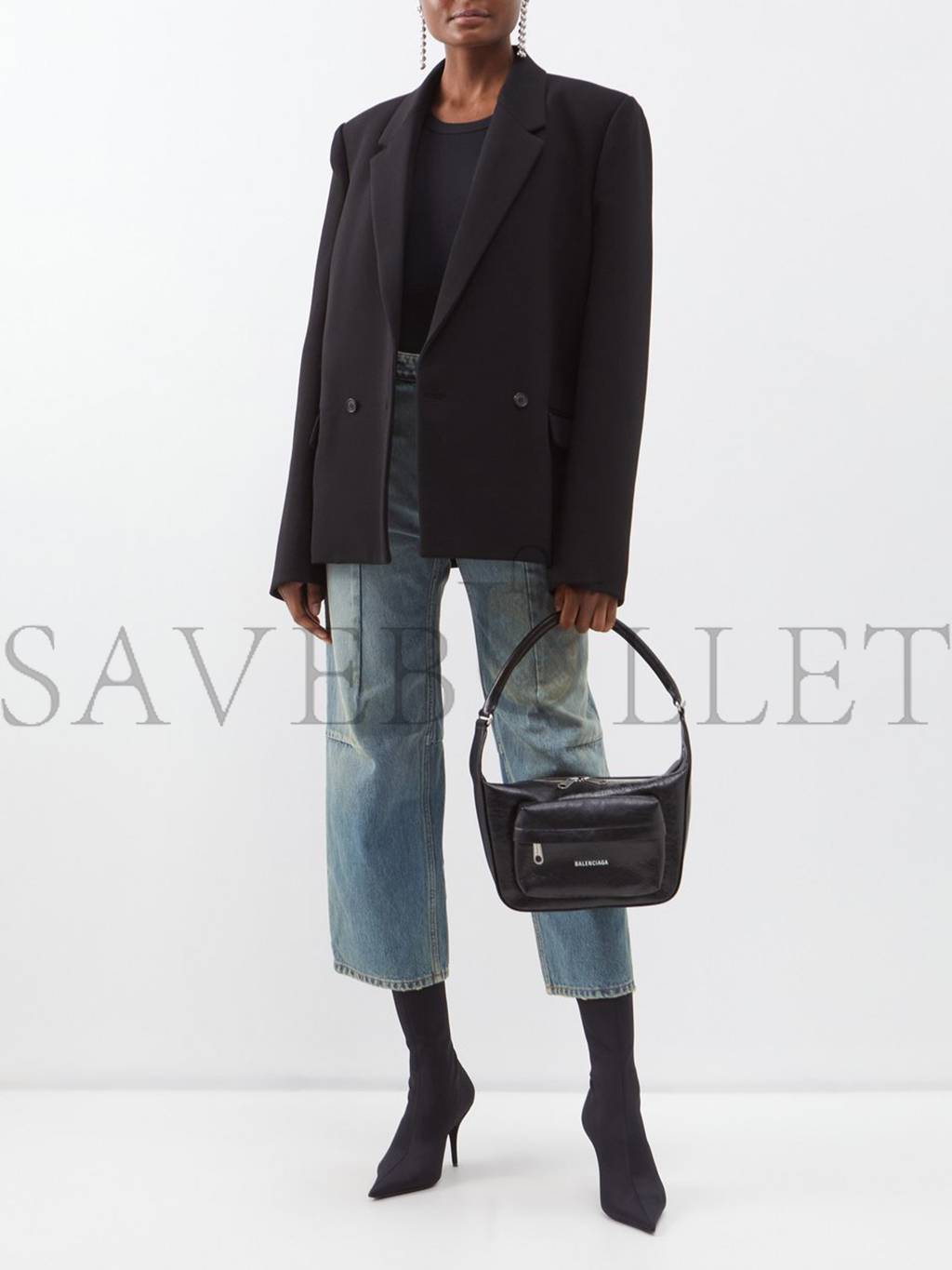 Ba*len*cia*ga black raver medium creased-leather shoulder bag matchesfashion us (30*18*7.5cm)