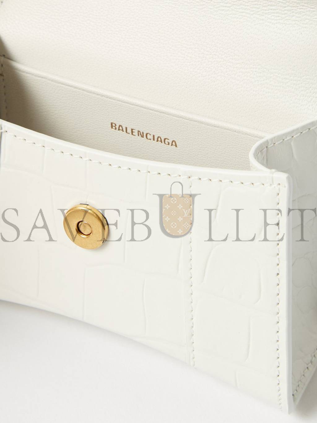 Ba*len*cia*ga white hourglass mini crocodile-effect cross-body bag matchesfashion us (12*8*4.6cm)