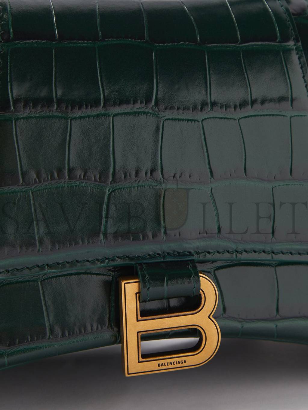 Ba*len*cia*ga green hourglass s crocodile-effect leather bag matchesfashion us (22.5*15*10cm)