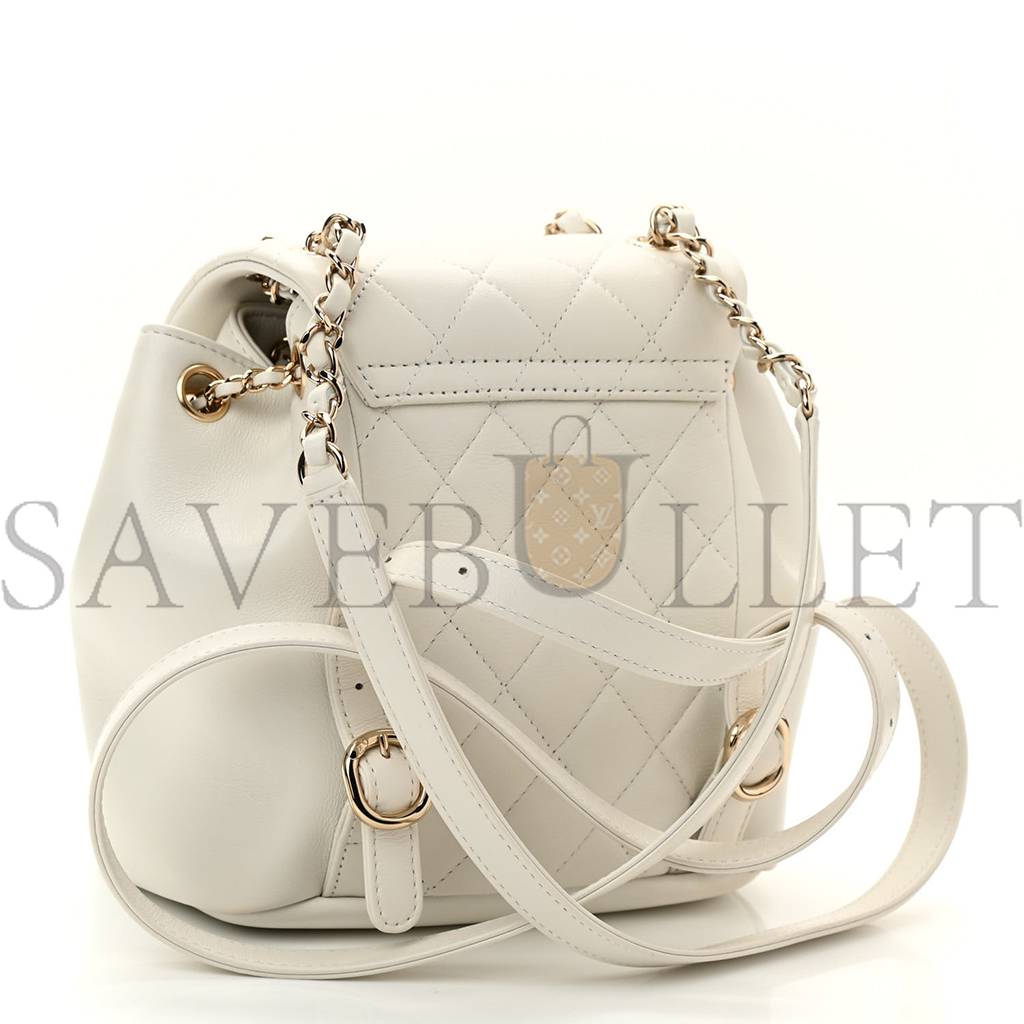 Ch*el lambskin quilted small duma drawstring backpack white (19*17*12cm)