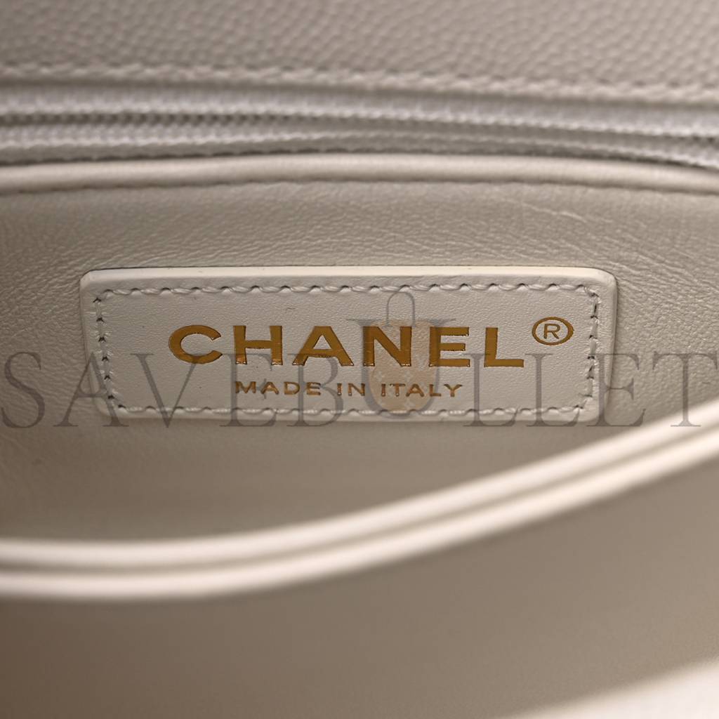 Ch*el caviar quilted extra mini coco handle flap white rose gold hardware (18*12*9cm)