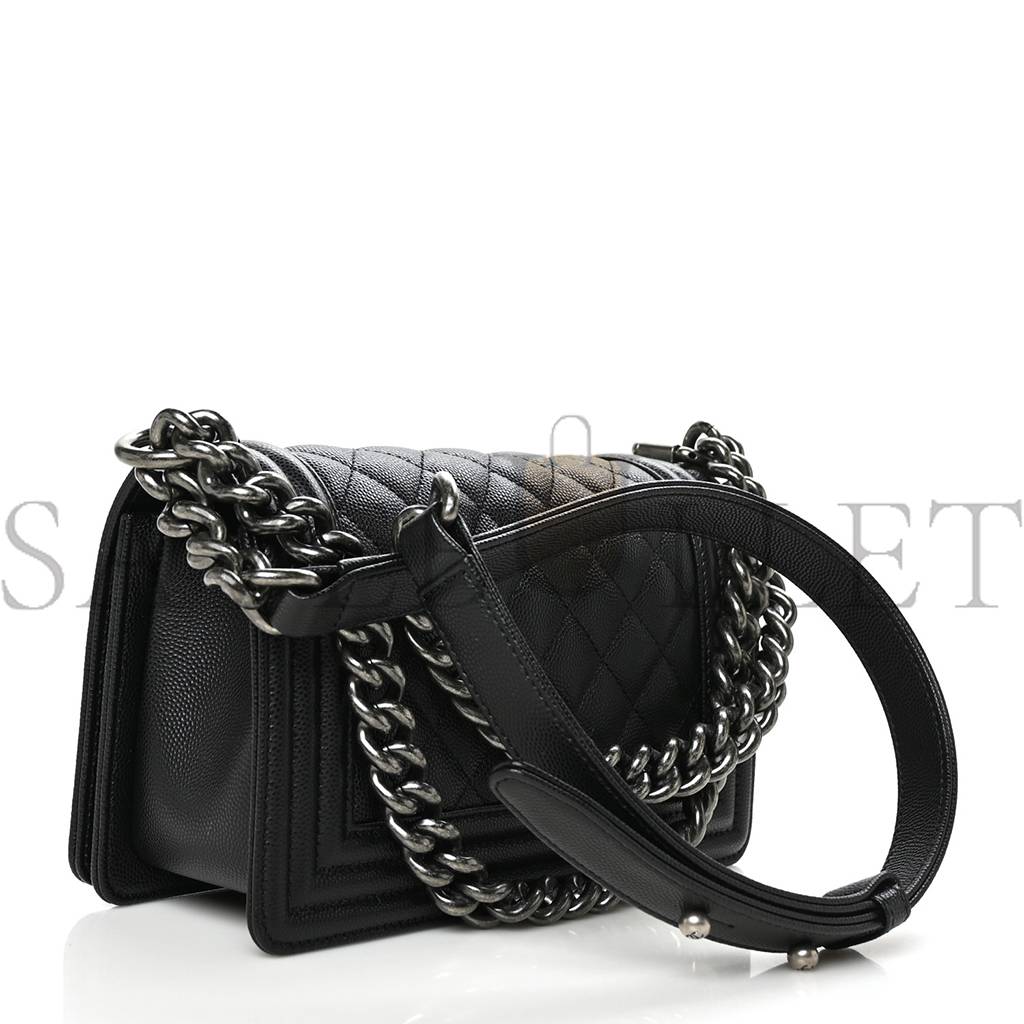 Ch*el caviar quilted small boy flap black silver hardware (19.7*12.1*7.6cm)