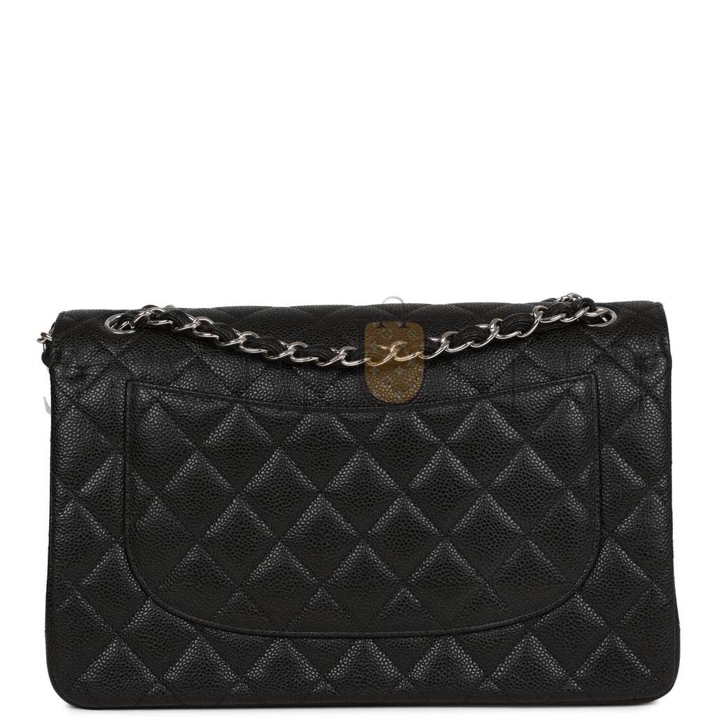 Ch*el jumbo classic double flap bag black caviar silver hardware (30*20*9cm)