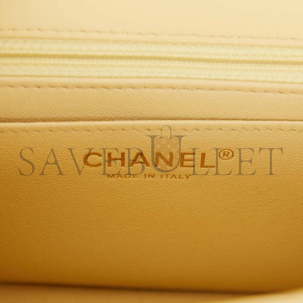 Ch*el mini square flap bag yellow lambskin light gold hardware (17*13*8cm)