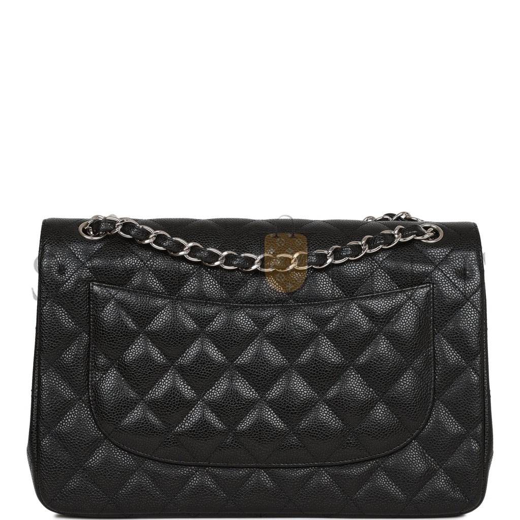 Ch*el jumbo classic double flap bag black caviar silver hardware (30*20*9cm)