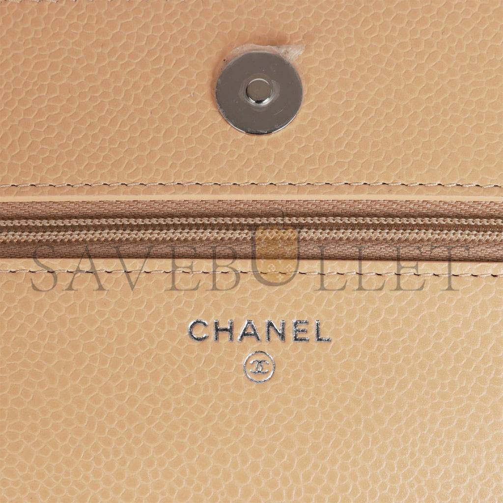 Ch*el wallet on chain woc beige caviar silver hardware (19*12*4cm)