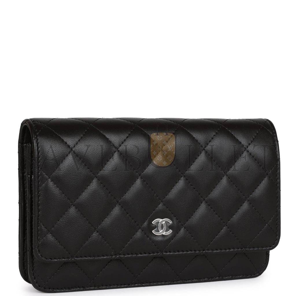 Ch*el wallet on chain woc black lambskin silver hardware (19*12*4cm)