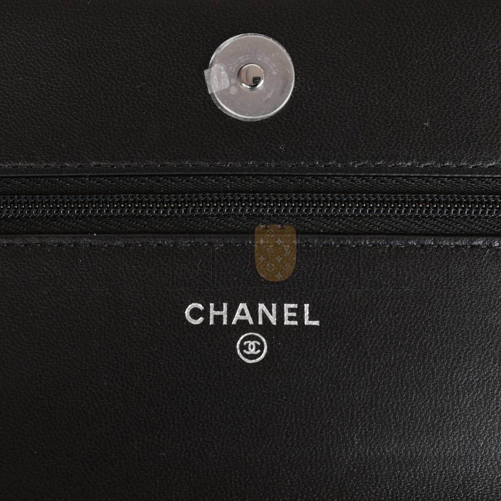 Ch*el wallet on chain woc black lambskin silver hardware (19*12*4cm)