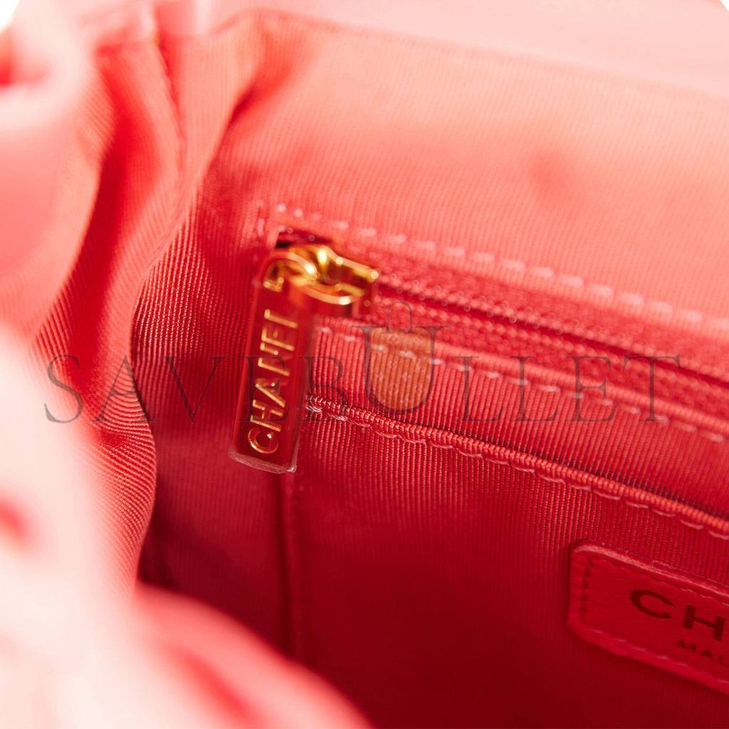 Ch*el mini urban spirit backpack rose lambskin gold hardware (22*17*8cm)