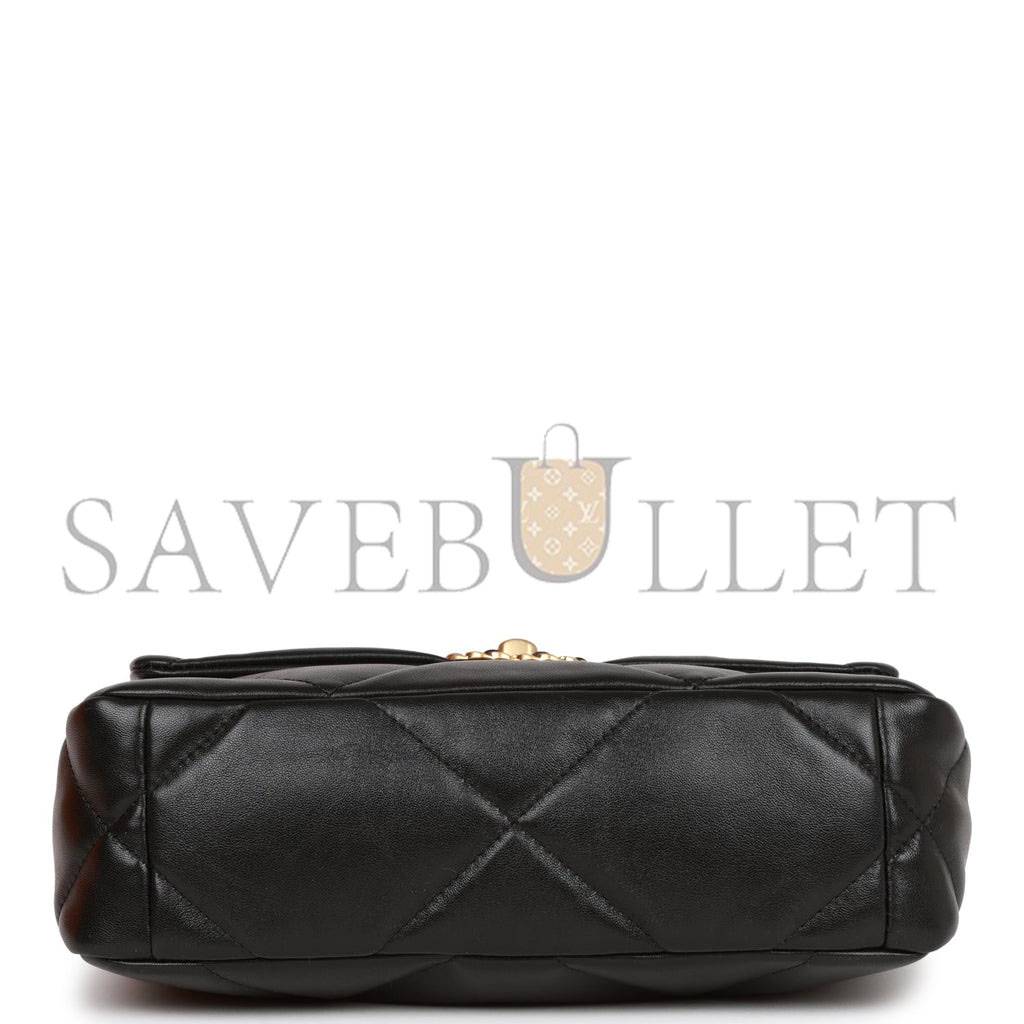 Ch*el medium 19 flap bag black lambskin mixed hardware (25*16*9cm)