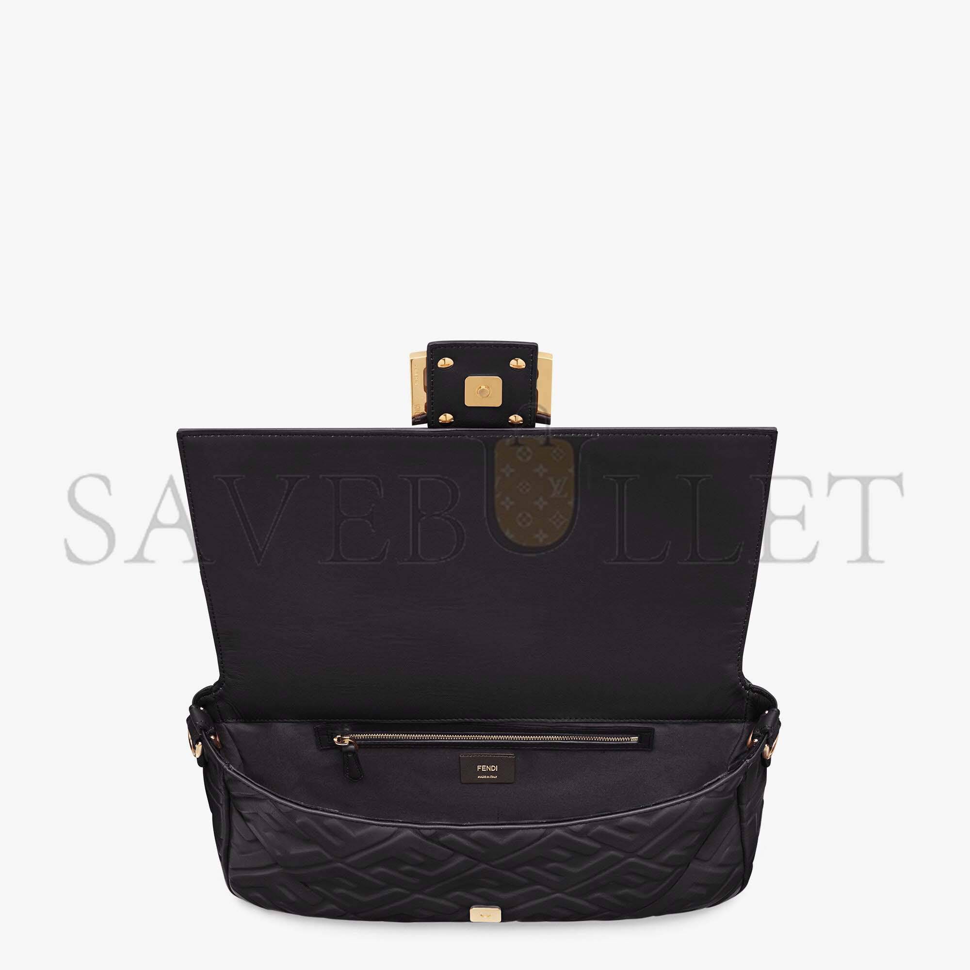 F**di baguette large - black leather bag 8br771a72vf15zw (33*18*5.5cm)