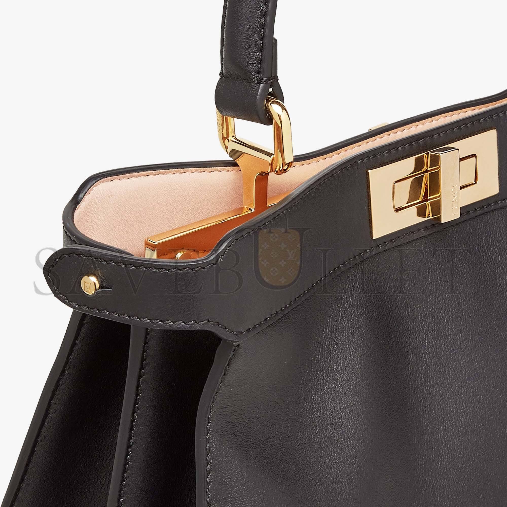 F**di peekaboo iseeu medium - rose black leather bag 8bn321a6v3f1cjz (33.5*25.5*13cm)