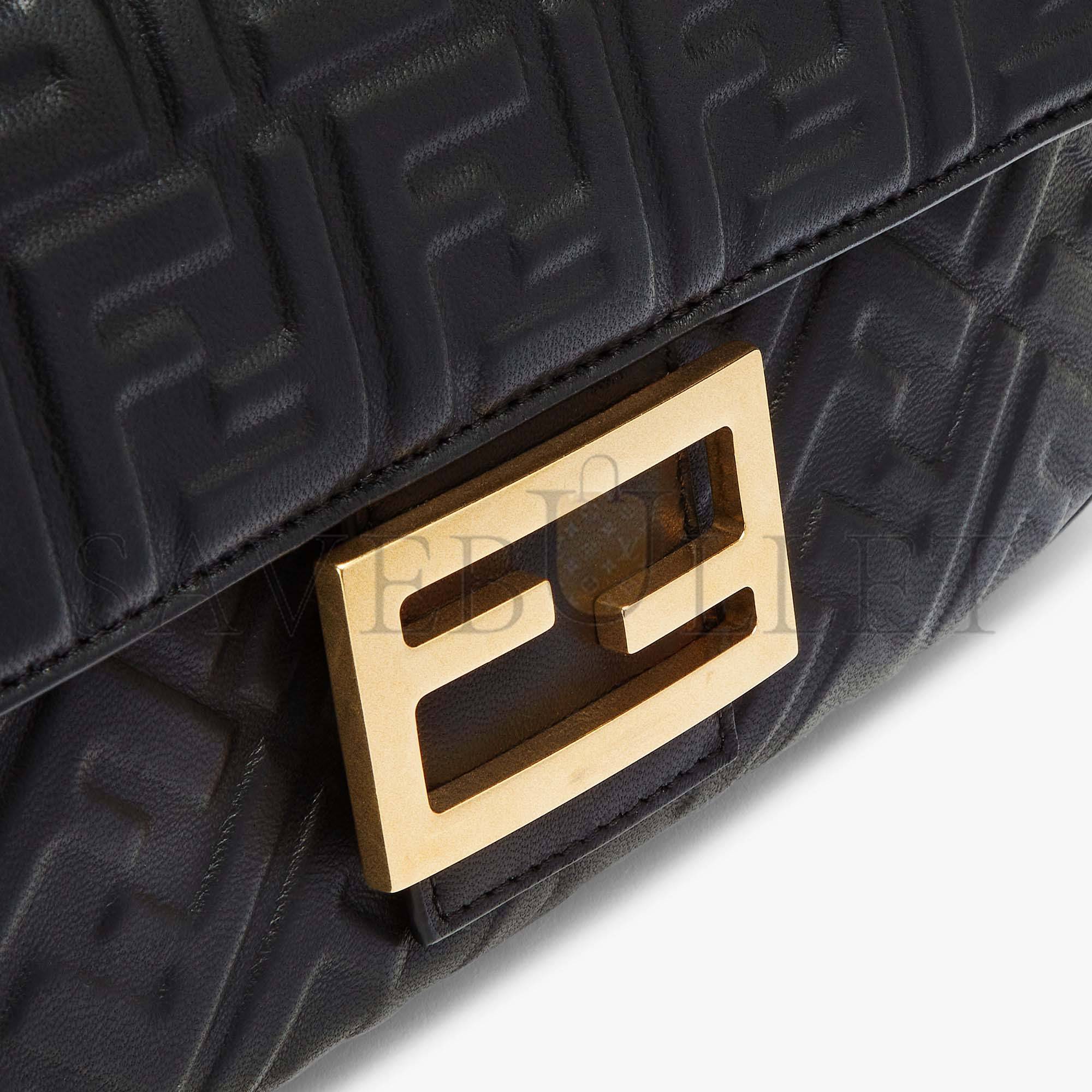F**di baguette chain midi - black nappa leather bag 8br793ah9cf1cfj (24*14.5*7cm)