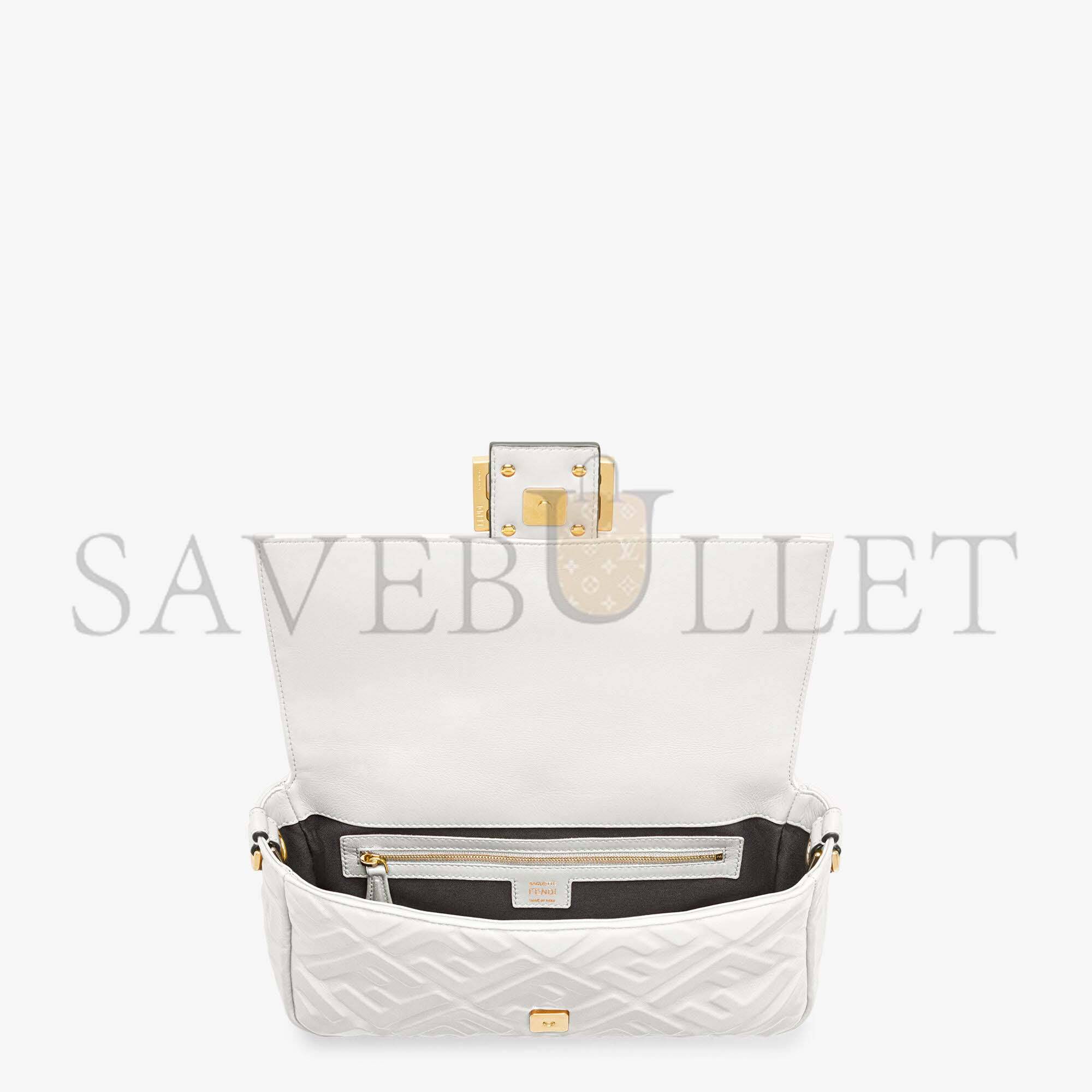 F**di baguette - white leather bag 8br600a72vf15ao (27*15*6cm)