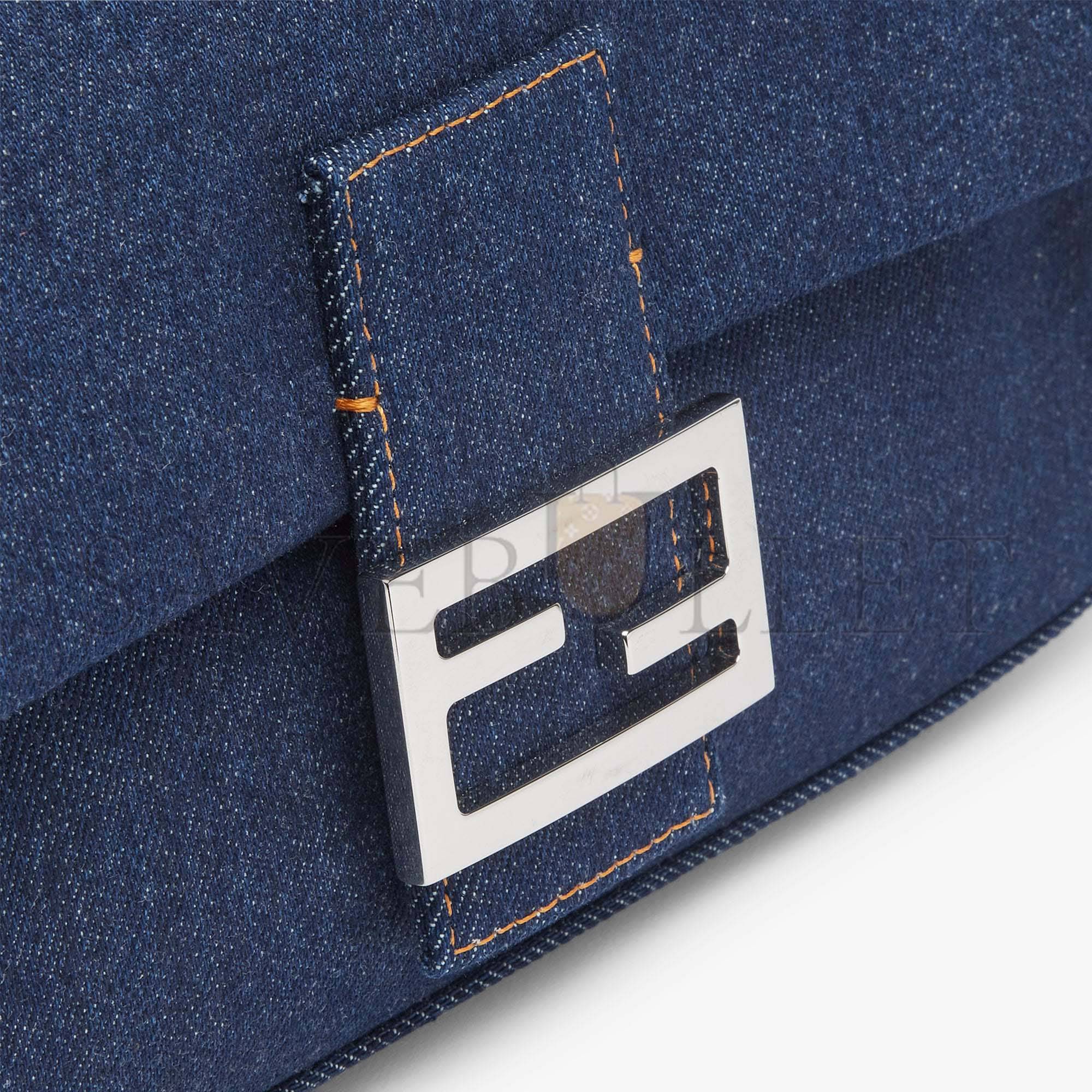 F**di baguette - re-edition bag in blue denim 8br600al9wf0kr1 (27*15*6cm)