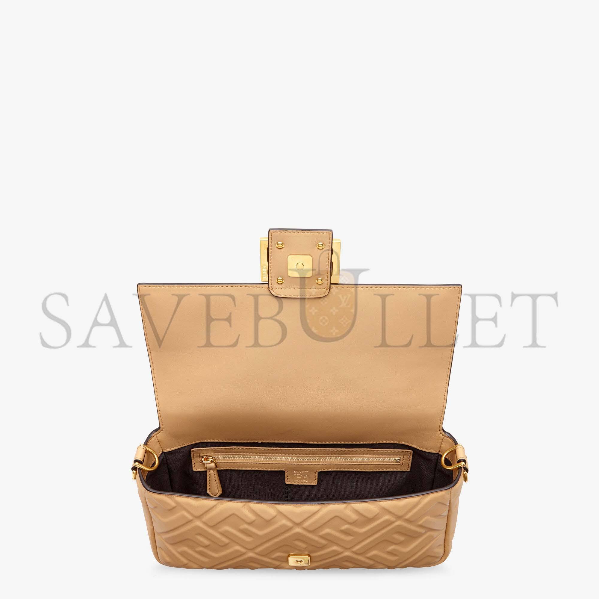 F**di baguette - beige leather bag 8br600a72vf1bz2 (27*15*6cm)