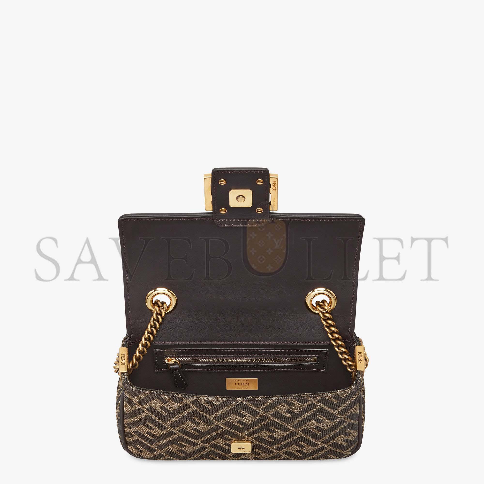 F**di baguette chain midi - ff jacquard fabric bag 8br793akbzf1em3 (24*14.5*7cm)