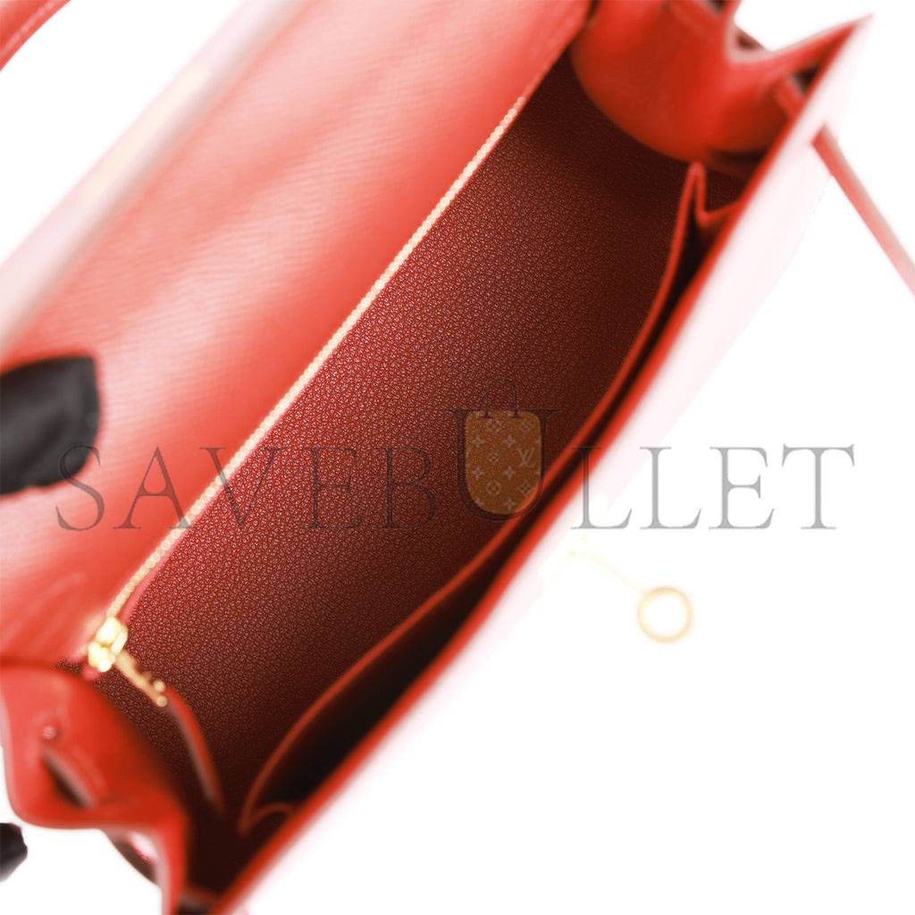H**mes kelly sellier 25 rouge venetian epsom gold hardware (25*17*7cm)